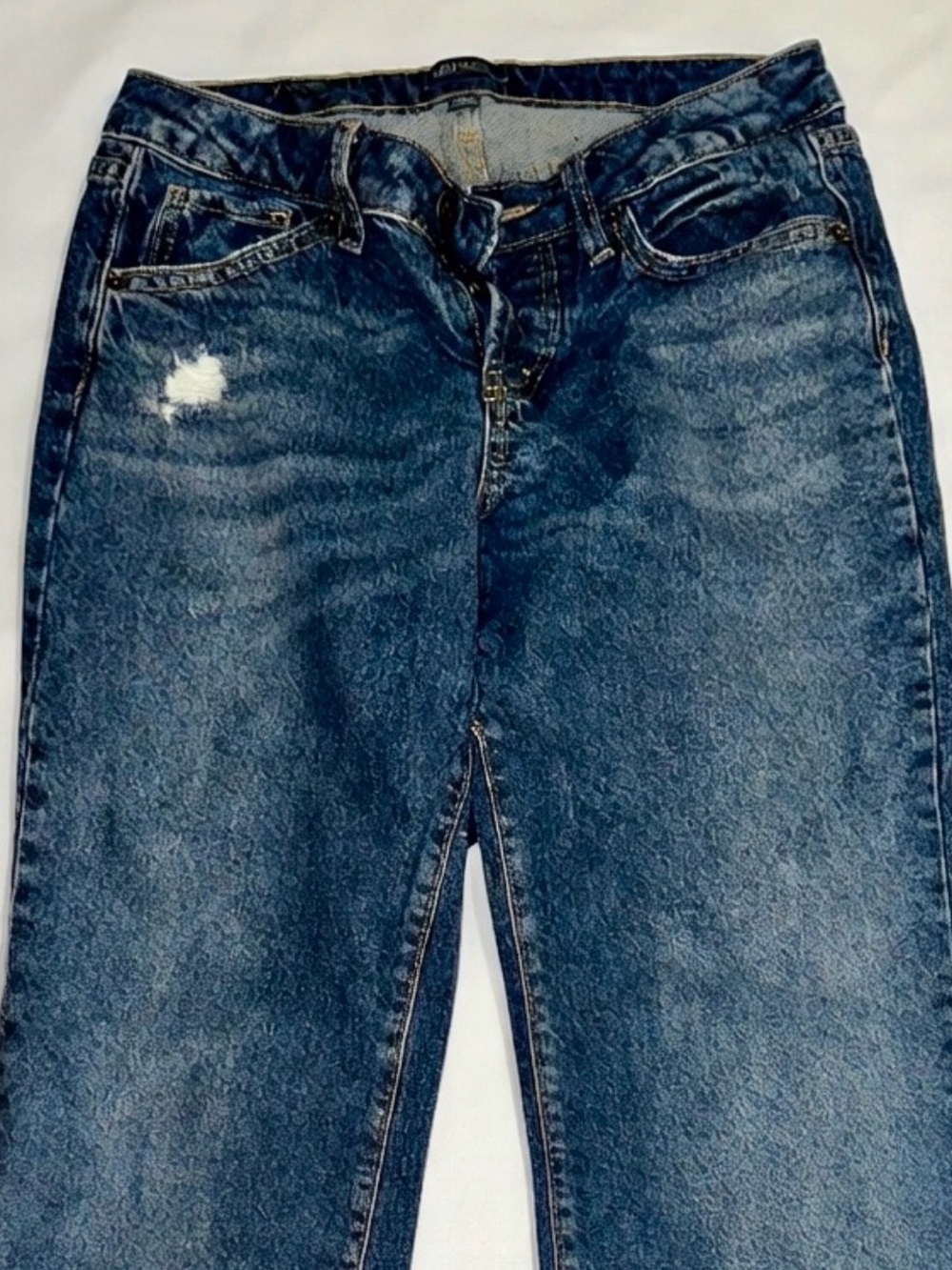 Women's Dark Blue Boot-Leg Jeans Low-Rise